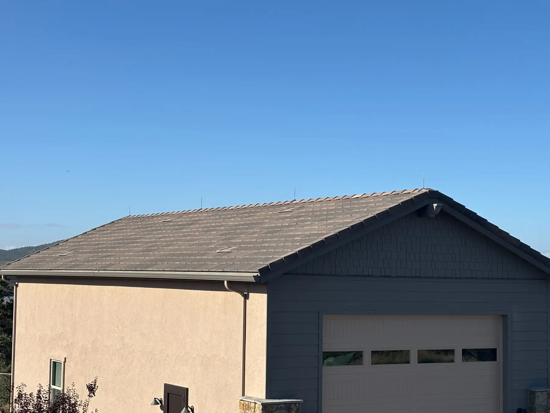 Finished residential lightning rod system visible on Prescott Arizona home